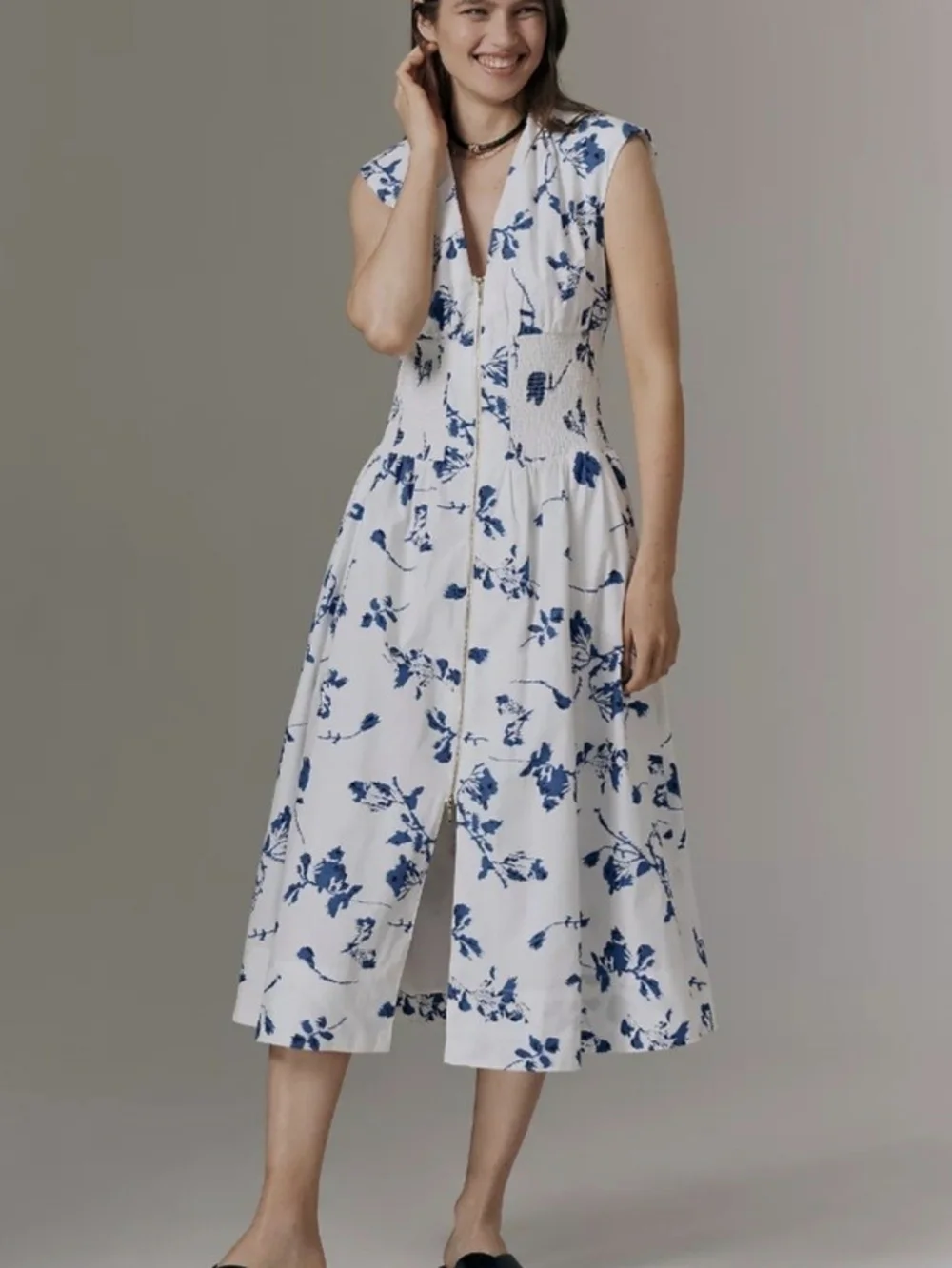 Anthropologie Tommie Zip Front Midi Dress S $178 Almost Soldout - Picture 1 of 4